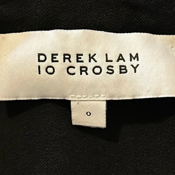 Derek Lam 10 Crosby Embroidered Hem Blazer Jacket Black Stretch Cotton Size 0 - Picture 6 of 12